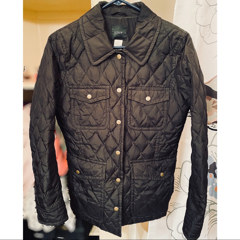 J Crew Black quilted puffer jacket